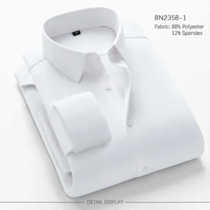 Detailed view of white long sleeve men dress shirt collar and cuff fabric structure view.