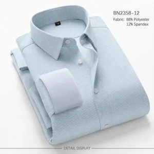 Classic long sleeve men's dress shirt business casual wrinkle-free stretch button-down top