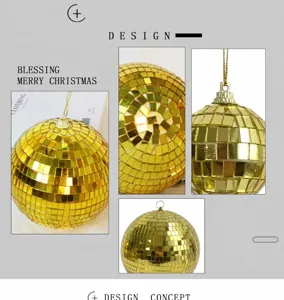 Goldene Diskokugel Spiegelkugel für Weihnachtsbaum Party Hochzeit Bar hängende Deko