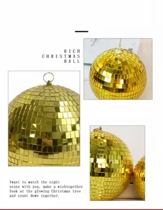 Goldene Spiegelkugel Produktdetailansicht mit reflektierender Glasoberfläche für Partydeko.