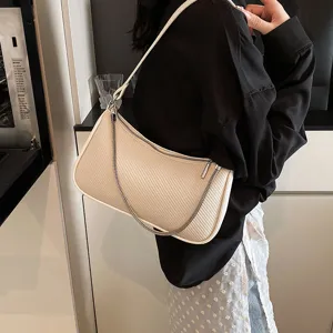 Damen PU Leder Umhängetasche Einfach Lässig Unterarm Dumpling Tasche Einfarbig Gewebte Textur Handtasche Für Den Täglichen Weg