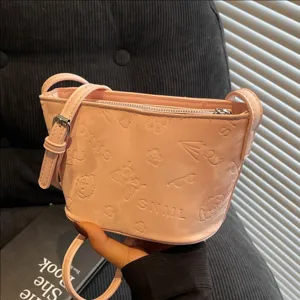 Damen Minimalistische PU Leder Geprägte Beuteltasche Mode Lässige Umhängetasche