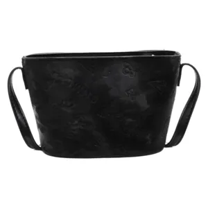 Schwarze Damen Beuteltasche stilvolle Umhängetasche mit geprägtem Blumenmuster für den Alltag