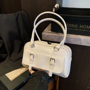 Women PU Leather Commuter Shoulder Bag Fashion Underarm Pillow Bag Casual Solid Color Large Capacity Handbag
