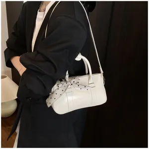 Women vintage white shoulder bag casual crossbody bag stylish top handle handbag fashion purse