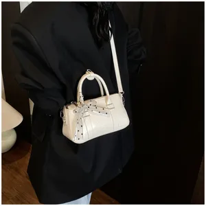 Women stylish solid color shoulder crossbody bag vintage commuting small square handbag with scarf