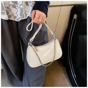 Bolso de hombro de cuero suave para mujer con cadena elegante bolso cruzado informal