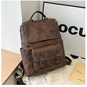 Sac a dos femme retro de grande capacite en cuir souple pour ecole et voyages