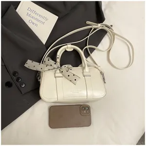 Off-white women's small shoulder crossbody bag with polka dot ribbon and handle detail