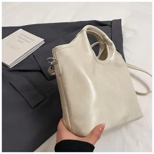 Elegante Damen weiche Leder Handtasche lässige Umhängetasche große Kapazität off white