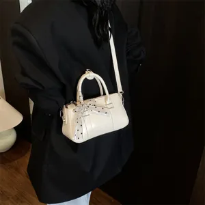 Women retro solid color shoulder bag casual commuter handbag stylish crossbody bag 2025 new