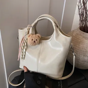 Große Kapazität PU Leder Tragetasche Für Damen Einfache Lässige Umhängetasche Modische Schultertasche