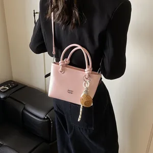 Elegante borsa a tracolla in pelle PU rosa da donna, borsa casual alla moda per lavoro.