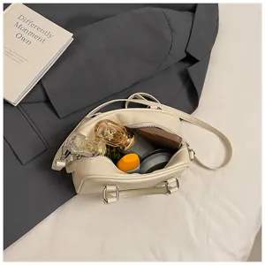 Mini soft leather bowling bag minimalist shoulder crossbody handbag for women daily casual