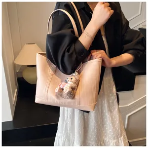 Grosse kapazitaet rosa leder shopper handtasche fuer damen alltag arbeit tasche neu