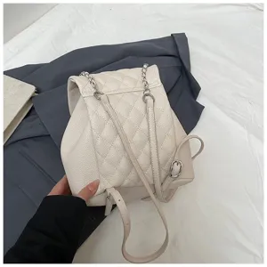 Sac à dos matelassé chic pour femme, sac de jour élégant en cuir PU avec lanières chaîne.