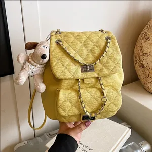 Sac à Dos Mode Femme Matelassé PU Cuir Chaîne Petit Voyage