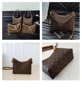 Classic monogram shoulder bag, stylish large capacity hobo bag for women daily use.