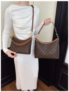 Chic brown monogram shoulder bag and underarm bag set, versatile cross-body fashion design.