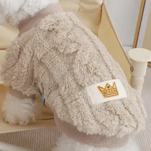 Cute fleece dog sweater for small pets warm cable knit winter pet hoodie puppy apparel