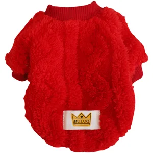 Red fleece dog hoodie pet winter warm clothes cute apparel for small dogs puppy teddy apparel