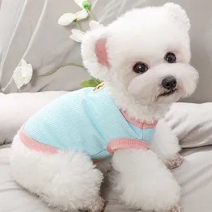 Summer small dog vest breathable mesh pet clothes cute puppy clothes pink and blue