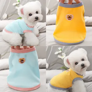 Summer breathable puppy tank top cute bear patch pet vest for small dogs and cats clothes
