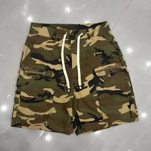 Men's High Street Loose Camouflage Cargo Shorts Unisex Multi-pocket Cotton Casual Shorts With Long Drawstring