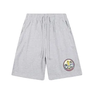 Shorts décontractés gris à cordon pour hommes et femmes, avec imprimé graphique surf club.