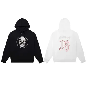 Oversized streetwear graphic hoodie with skull design and Godspeed print for men and women.