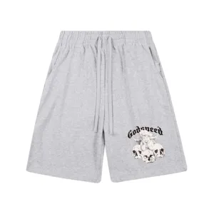 Short graphique streetwear gris hommes femmes taille élastique pantalon décontracté