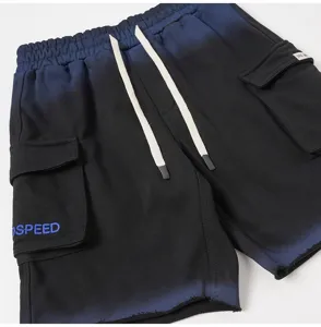 High street gradient cargo shorts for men and women with multi-pockets and contrast drawstrings.