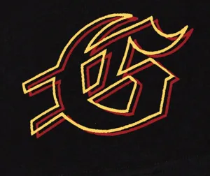 Gros plan détaillé de l'imprimé de lettre gothique stylé sur le tissu de short casual.