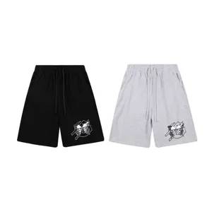 Shorts de streetwear décontractés avec imprimé tête de mort, taille élastique, unisexe.