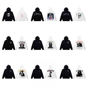Unisex High Street Loose Fit Hooded Sweatshirt Gothic Skull Letter Print Casual Pullover Streetwear Hoodie