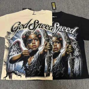 T-shirt graphique vintage lavé pour hommes et femmes avec un superbe imprimé d'ange.