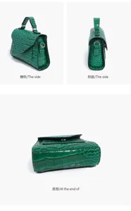 Sac à main femme motif crocodile vert sac bandoulière épaule mode en cuir PU vue détaillée