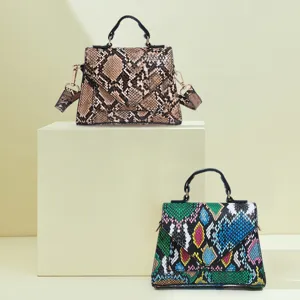 Women's Fashion PU Leather Handbag Retro Snake Print Crossbody Bag Top Handle Satchel Casual Purse For Ladies