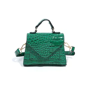 Sac à main tendance motif crocodile vert pour femmes sac bandoulière chic mode