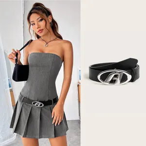 Unisex Vintage PU Leren Riem Met Retro Metalen Letter Gesp Casual Mode Jeans Jurk Taille Riem Voor Mannen En Vrouwen