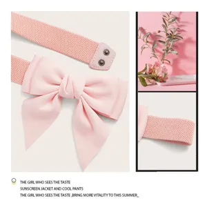 Cotton bow elastic waist belt stylish dress cincher decorative accessory for women summer.