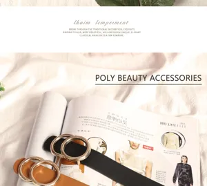 Detailed view of stylish double round buckle leather belt, minimalist retro design for daily.