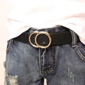 Minimalist Faux Leather Belt For Women Men Casual Versatile Round Metal Buckle Waist Belt Daily Clothing Accessories