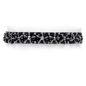 Black rhinestone elastic waist belt women fashion sparkling crystal stretch decorative waistband
