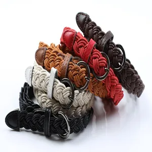 Cintura in vita intrecciata casual da donna con fibbia ad ardiglione, ideale per abiti.