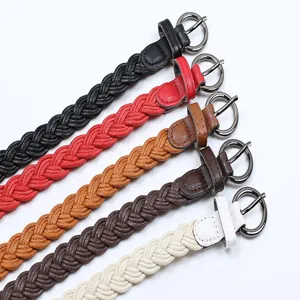 Donna cintura intrecciata multicolore casual fibbia ad ardiglione abito cintura decorativa moda