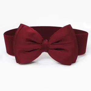 Dames Mode Brede Elastische Taille Cinch Riem Grote Satijn Strik Taille Band Jurk Korset Riem