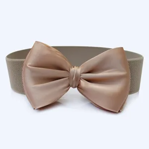 Dames brede elastische taille riem met grote strik, stijlvolle tailleriem voor jurken.