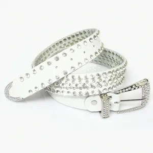 Cintura In Vera Pelle Da Donna Con Fibbia Ad Ardiglione In Strass Cintura In Vita Casual Versatile Accessori Moda