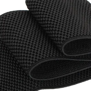 Black elastic waist belt for women dress, wide stretchy band texture detail main view
